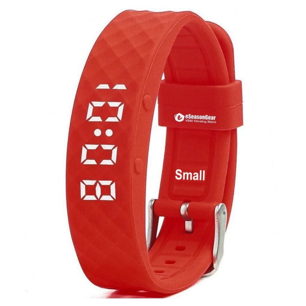 eSeasonGear VB80 Vibrating Alarm Watch Silent Vibration Shake Wake ADHD Medication Reminder (Red-Small)