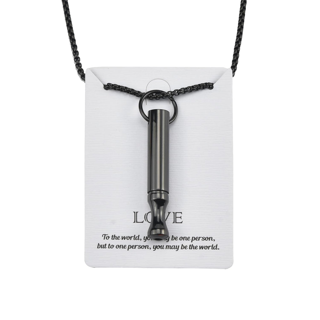 AKIRO Stainless Steel Mindful Breathing Necklace Anxiety Breathe Necklace Anxiety Breathing Tool Anxiety Stress Relief Tool for Mindfulness Meditation Stress Relief Relaxation Sleep (Black)